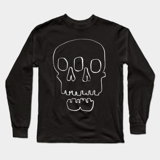 Hand-drawn white double skull Long Sleeve T-Shirt